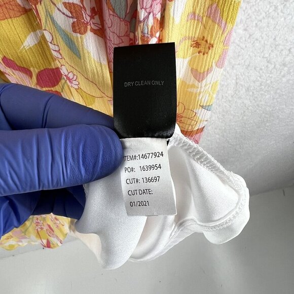 Torrid Womens 1X Floral Embroidered Midi Dress Smocked Waist Balloon Sleeve Boho - Picture 12 of 13